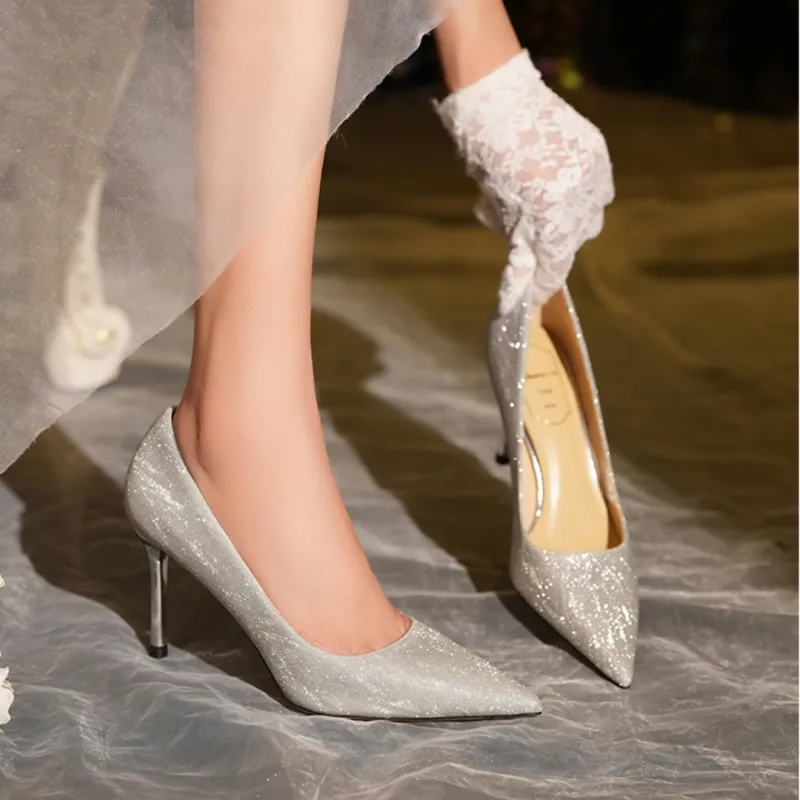 RoseDoris High Heels Women's Silver, Champagne-3
