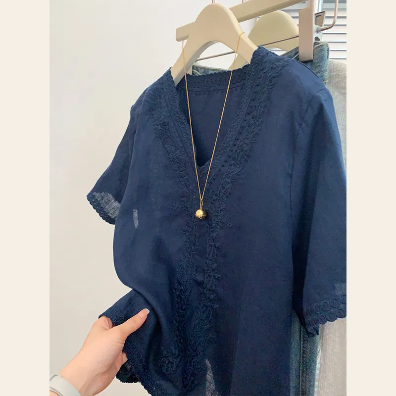 OUBO Shirts Women's Navy Blue-3