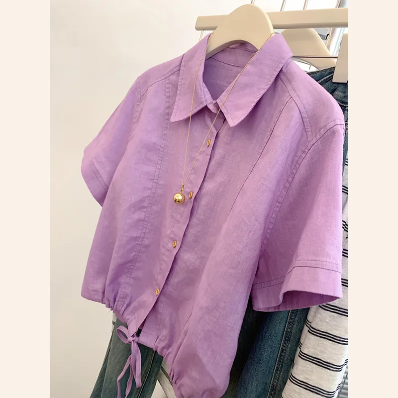 OUBO Shirts Women's Korean Purple-6