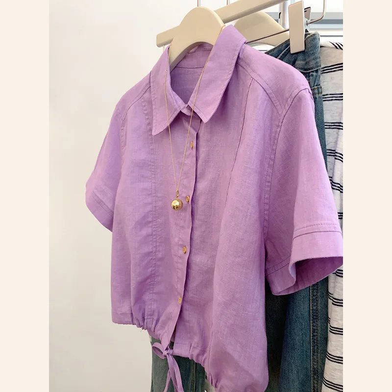 OUBO Shirts Women's Korean Purple-4