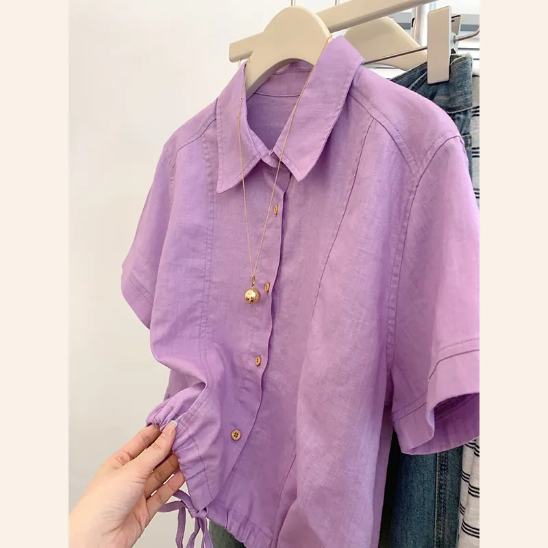 OUBO Shirts Women's Korean Purple-5