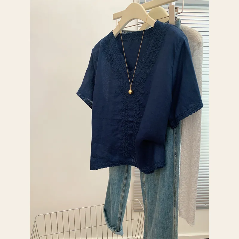 OUBO Shirts Women's Navy Blue-2