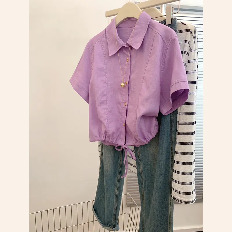 OUBO Shirts Women's Korean Purple-2