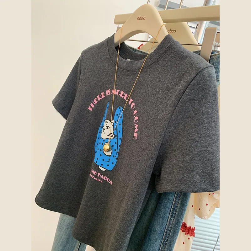 OUBO T Shirts Women's Black Gray-5