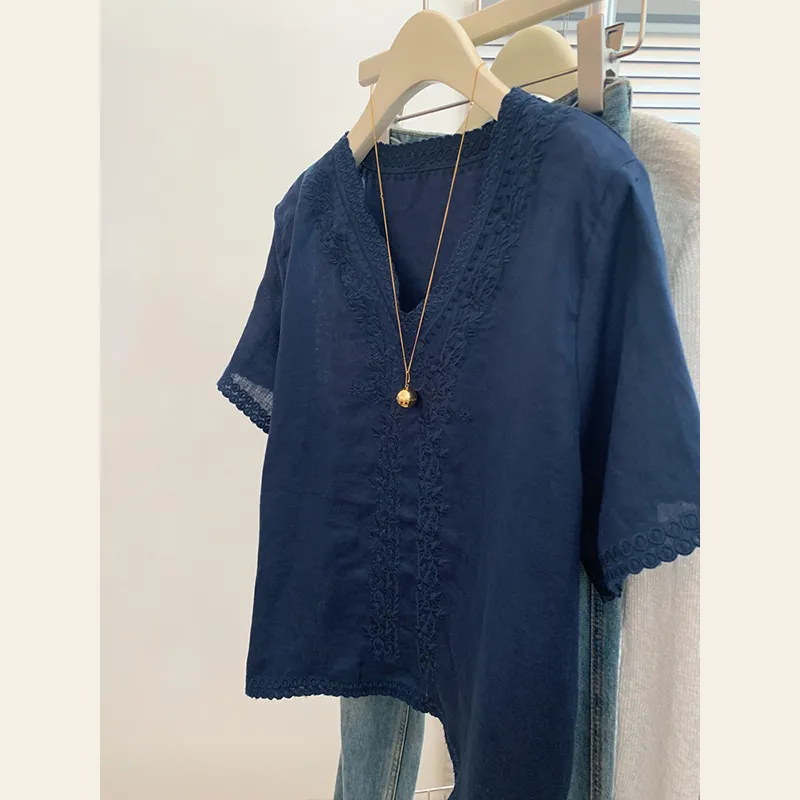 OUBO Shirts Women's Navy Blue-4