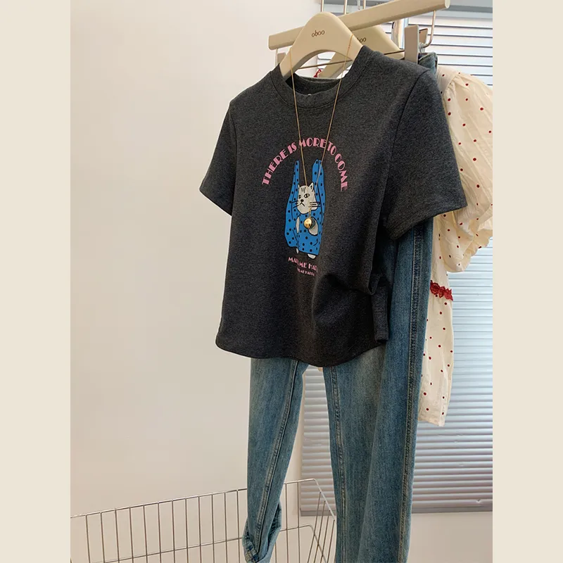OUBO T Shirts Women's Black Gray-2