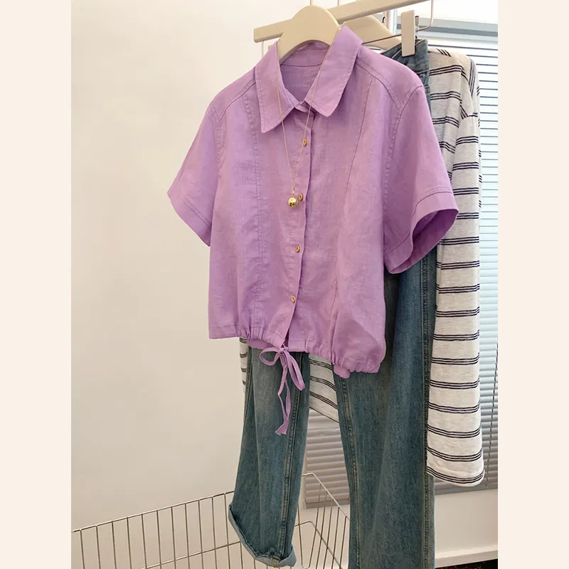 OUBO Shirts Women's Korean Purple-3