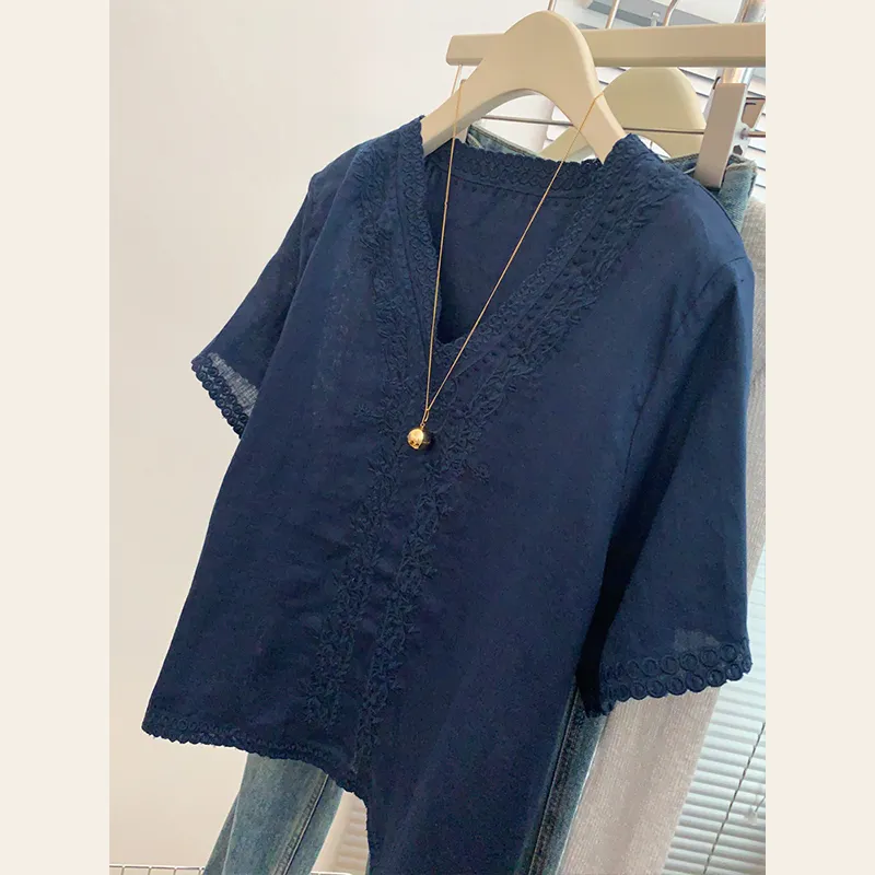 OUBO Shirts Women's Navy Blue-5