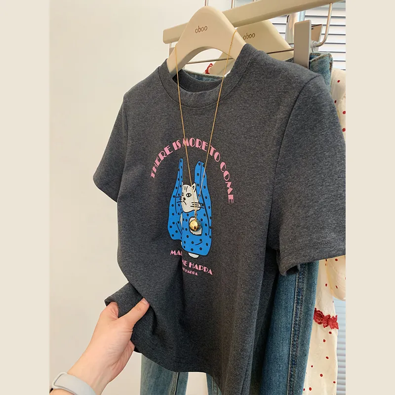 OUBO T Shirts Women's Black Gray-4