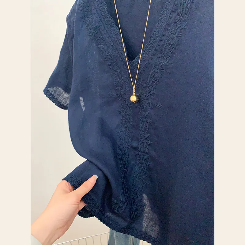 OUBO Shirts Women's Navy Blue-6