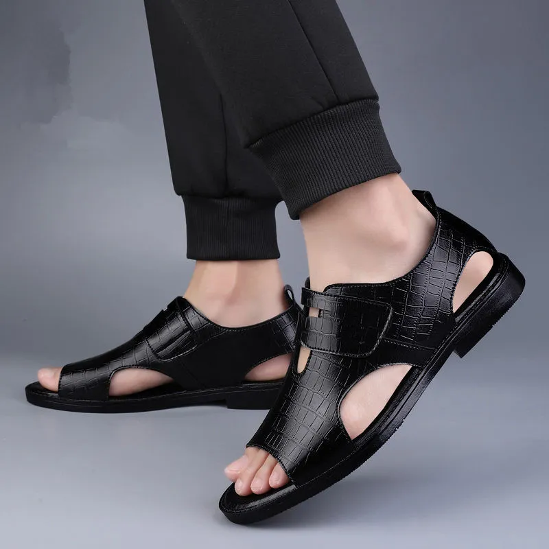Bull Thunder Beach Sandals Men's Black Floral-5