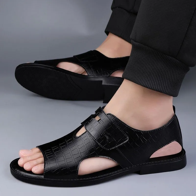 Bull Thunder Beach Sandals Men's Black Floral-6
