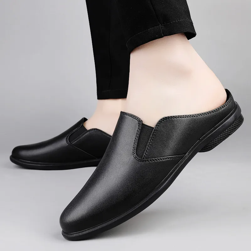 Bull Thunder Rubber Sole Slip Resistant Closed Toe Slippers Men's Black-4