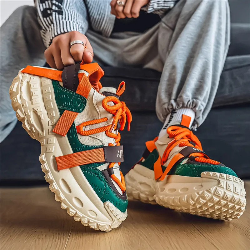 Bull Thunder Breathable Height Increase Low Top Chunky Sneakers Men's-4