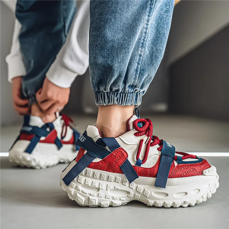 Bull Thunder Breathable Height Increase Low Top Chunky Sneakers Men's-11