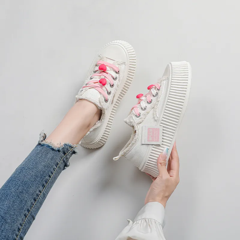 AIFUlIn Evelyn Low Top Skateboard Shoes Women's White Pink-5