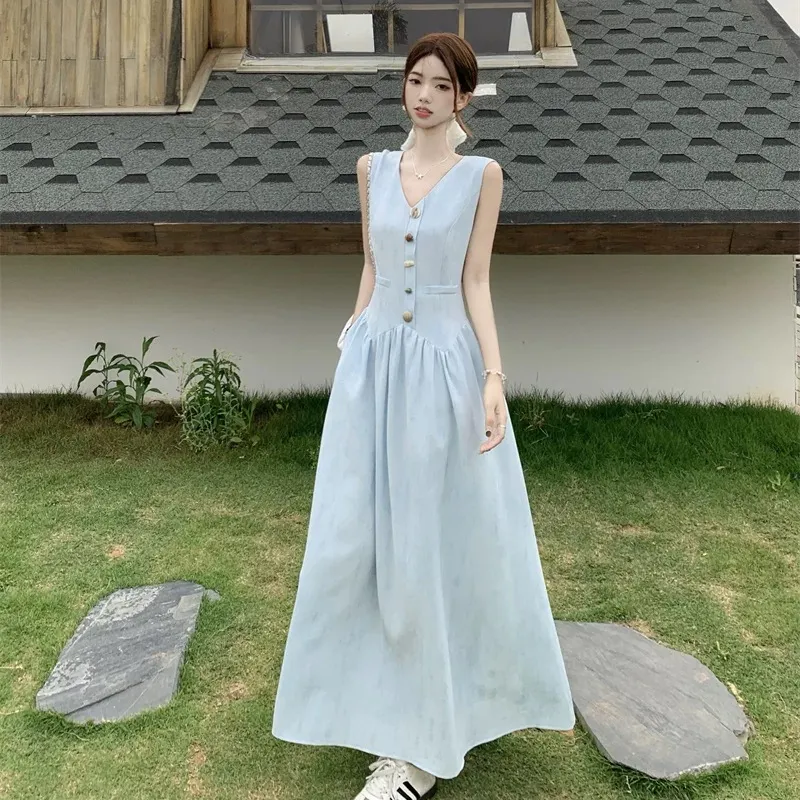 DEDY Sleeveless Dresses Women's Light Blue Shopping Bag-1