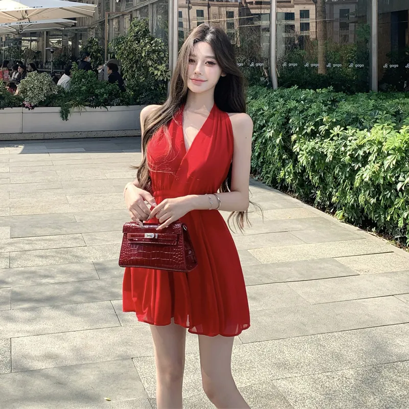 DEDY Sleeveless Dress Women's Red-1