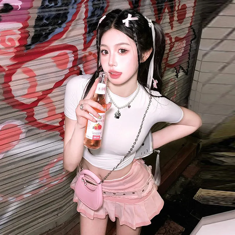 DEDY Denim Short Skirts Women's Pink-12