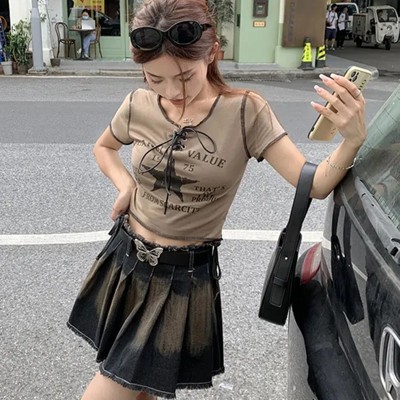 DEDY Denim Short Skirts Women's Black-3