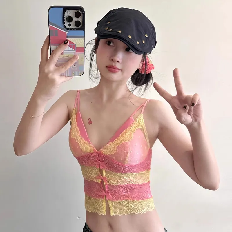 DEDY Camisoles Women's Daddy Pink Yellow-2