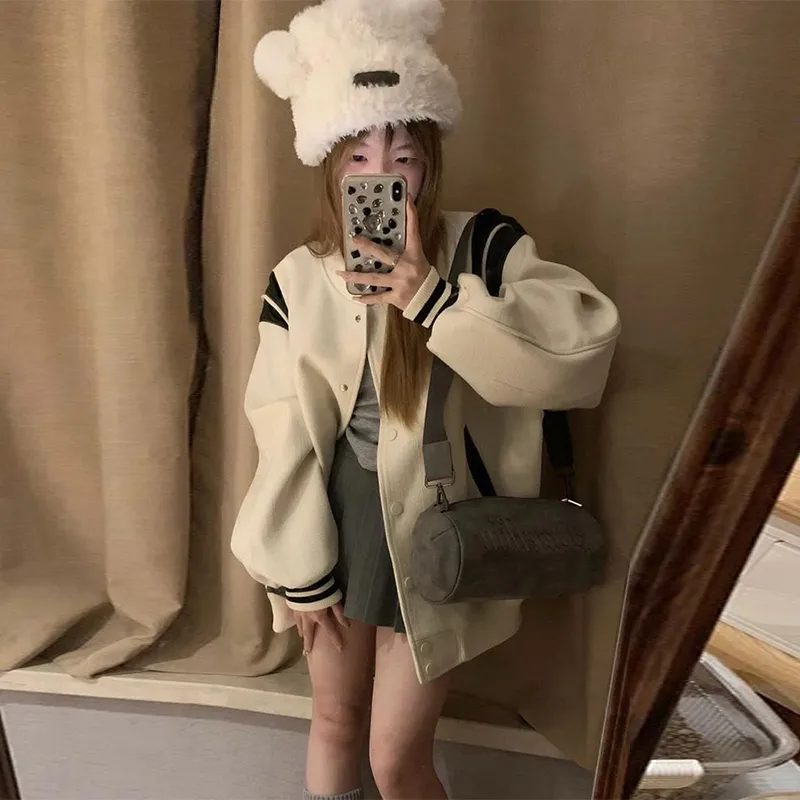 DEDY Baseball Jacket Unisex Apricot-4