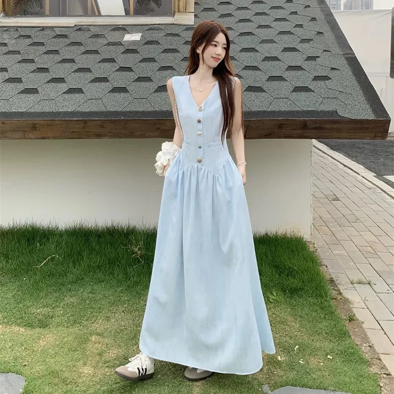 DEDY Sleeveless Dresses Women's Light Blue Shopping Bag-3
