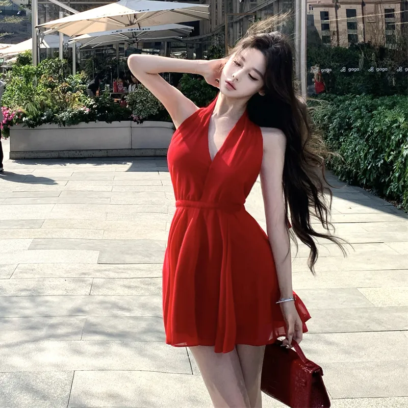DEDY Sleeveless Dress Women's Red-3