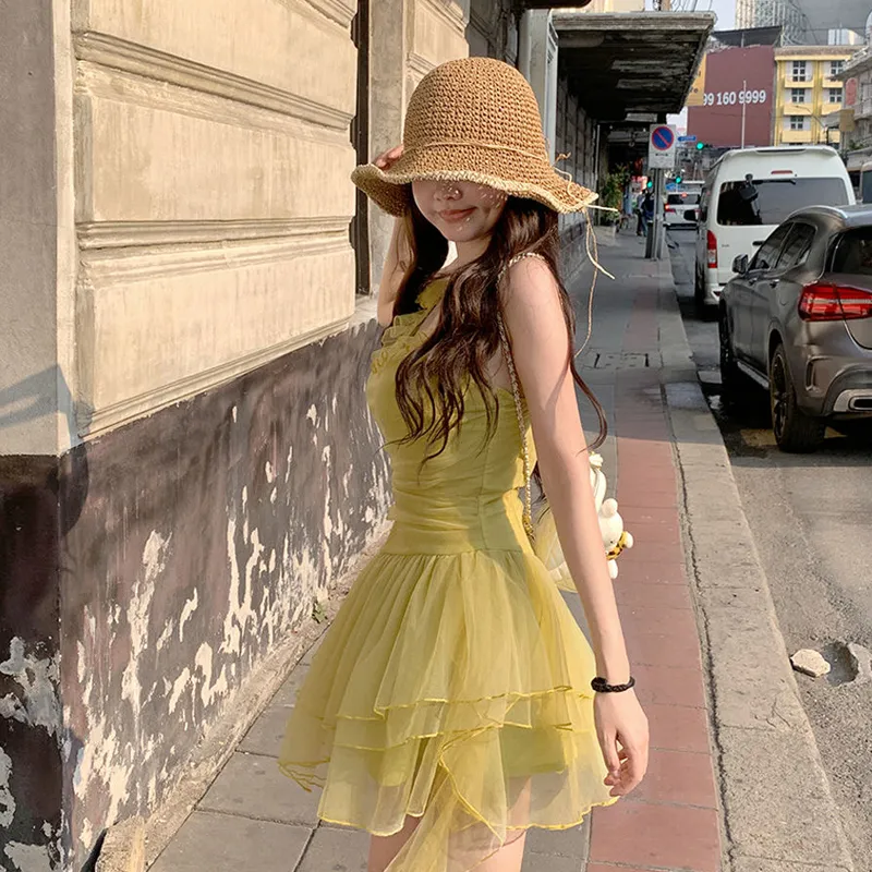 DEDY Slip Dresses Women's Green-3