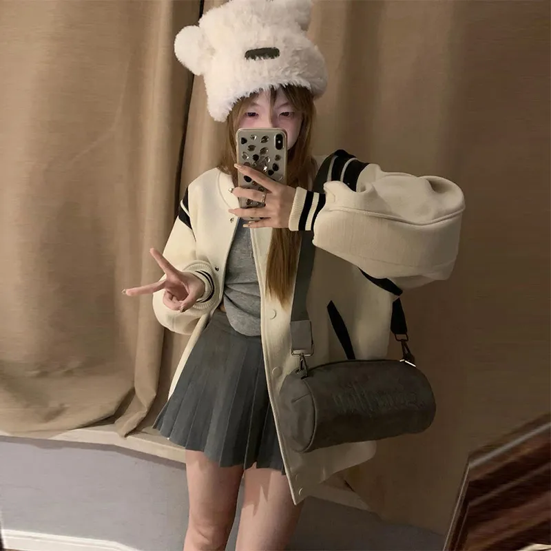 DEDY Baseball Jacket Unisex Apricot-13