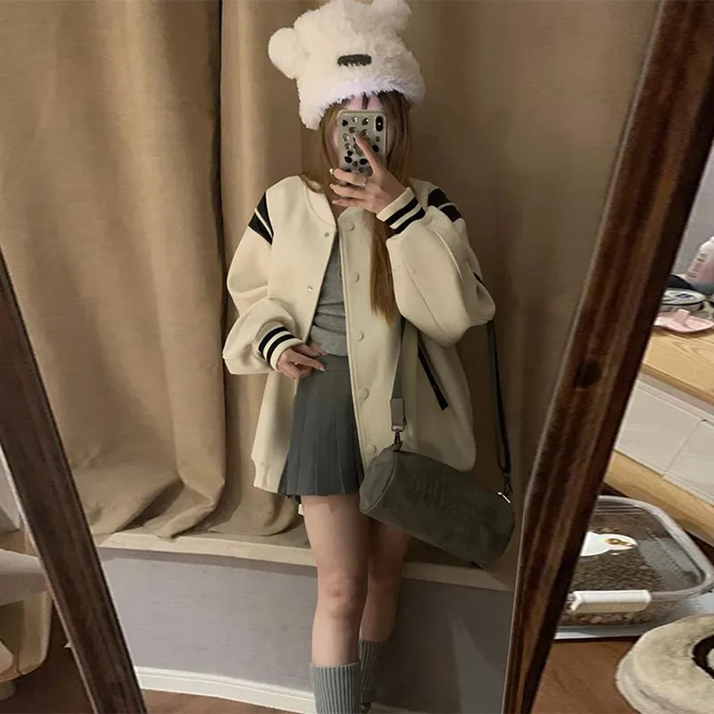 DEDY Baseball Jacket Unisex Apricot-12
