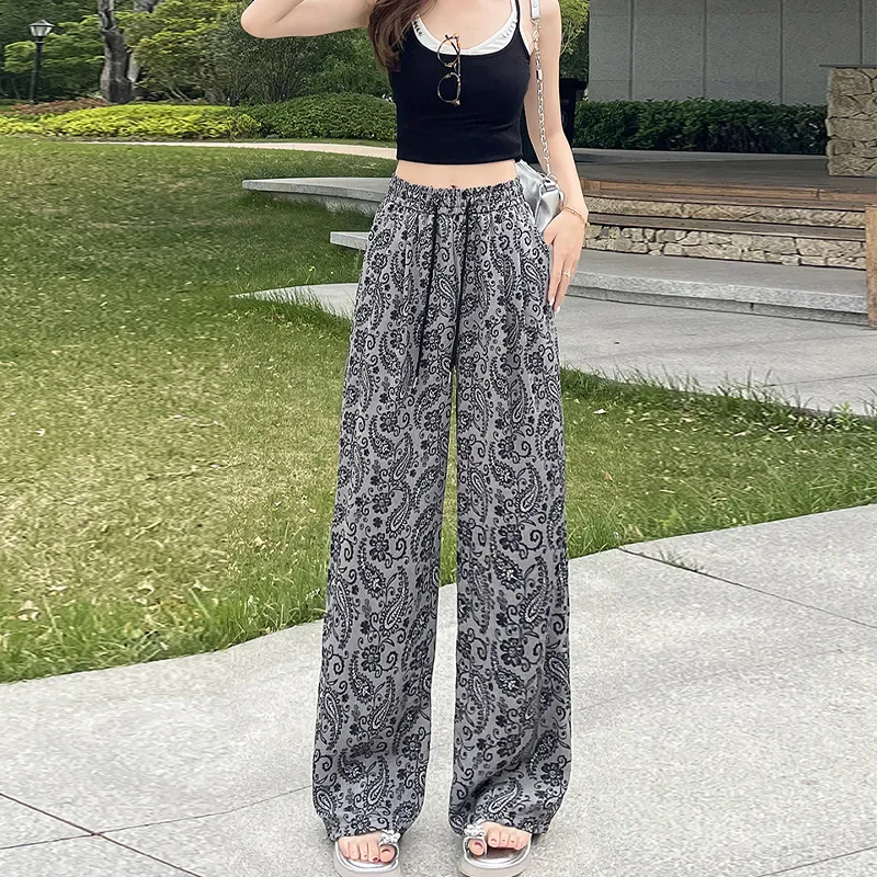 DEDY Casual Pants Women's Paisley Pants Shopping Bag-5