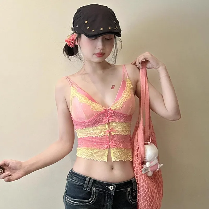 DEDY Camisoles Women's Daddy Pink Yellow-3