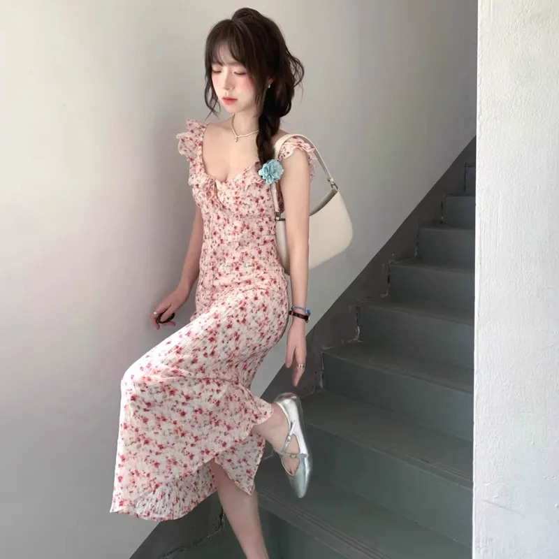 DEDY Slip Dresses Women's Red-1