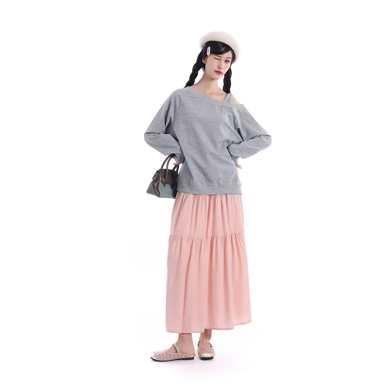 DEDY Skirt Set Women's Gray Top/Pink Skirt-3