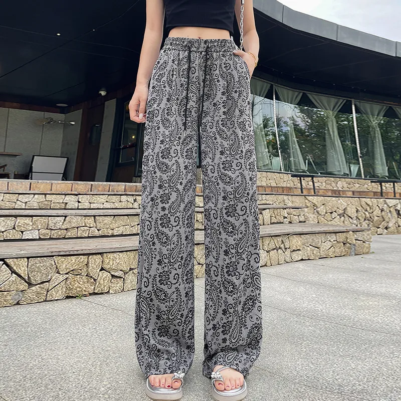 DEDY Casual Pants Women's Paisley Pants Shopping Bag-2