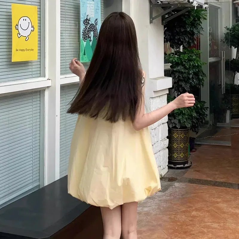 DEDY Sleeveless Dresses Women's Yellow-2