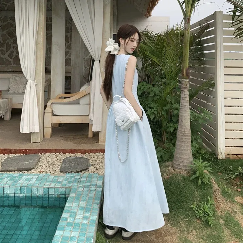 DEDY Sleeveless Dresses Women's Light Blue Shopping Bag-4