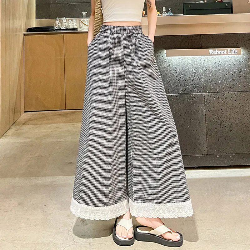 DEDY Casual Pants Women's Plaid-1