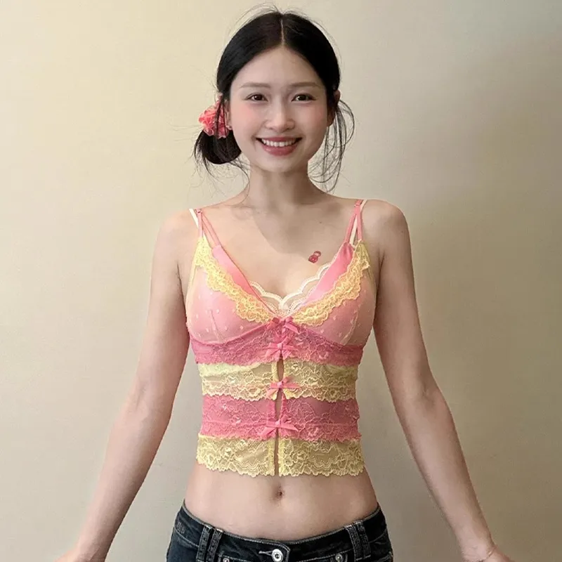 DEDY Camisoles Women's Daddy Pink Yellow-1