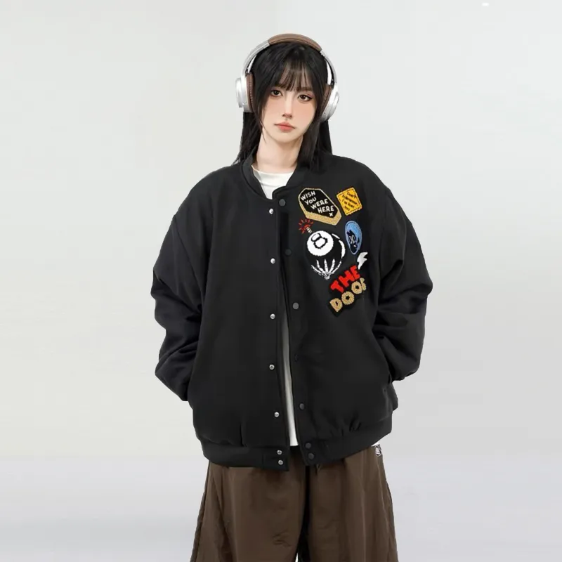 NEVER RULE Baseball Jacket Unisex Black-2