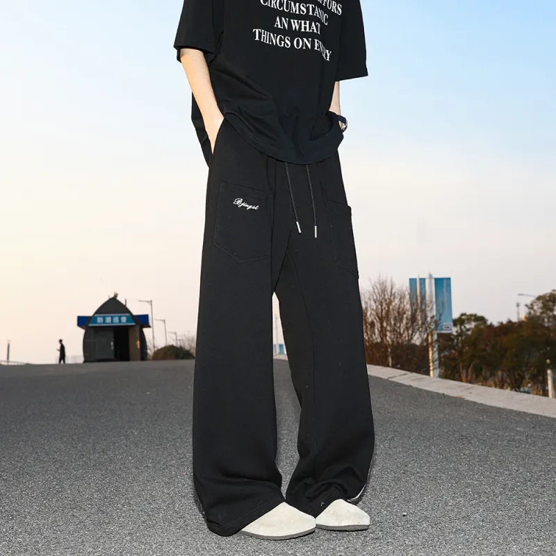 NEVER RULE Casual Pants Unisex Navy Blue-4