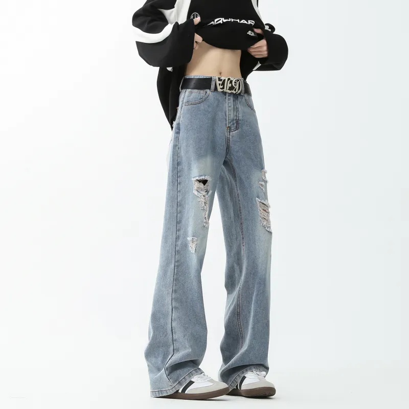 NEVER RULE Jeans Unisex Vintage Blue-9