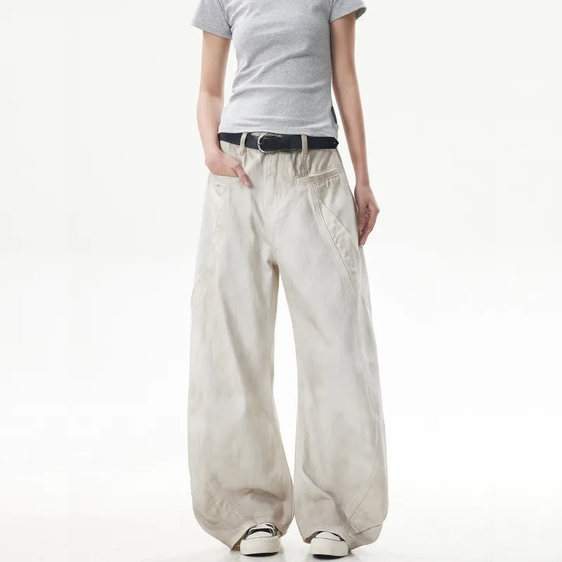 NEVER RULE Casual Pants Unisex Dirty White-1