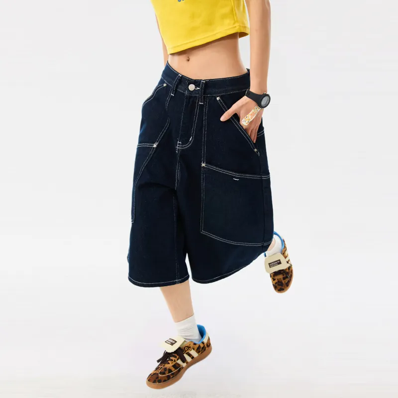 NEVER RULE Denim Shorts Unisex Nostalgic Blue-2