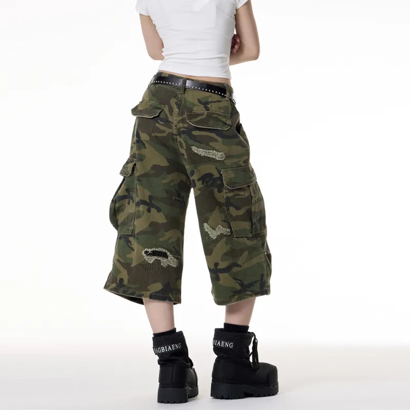 NEVER RULE Denim Shorts Unisex Army Green-4