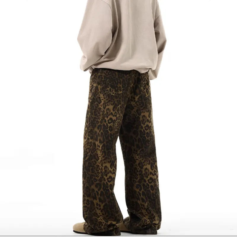 NEVER RULE Jeans Unisex Leopard Print-1