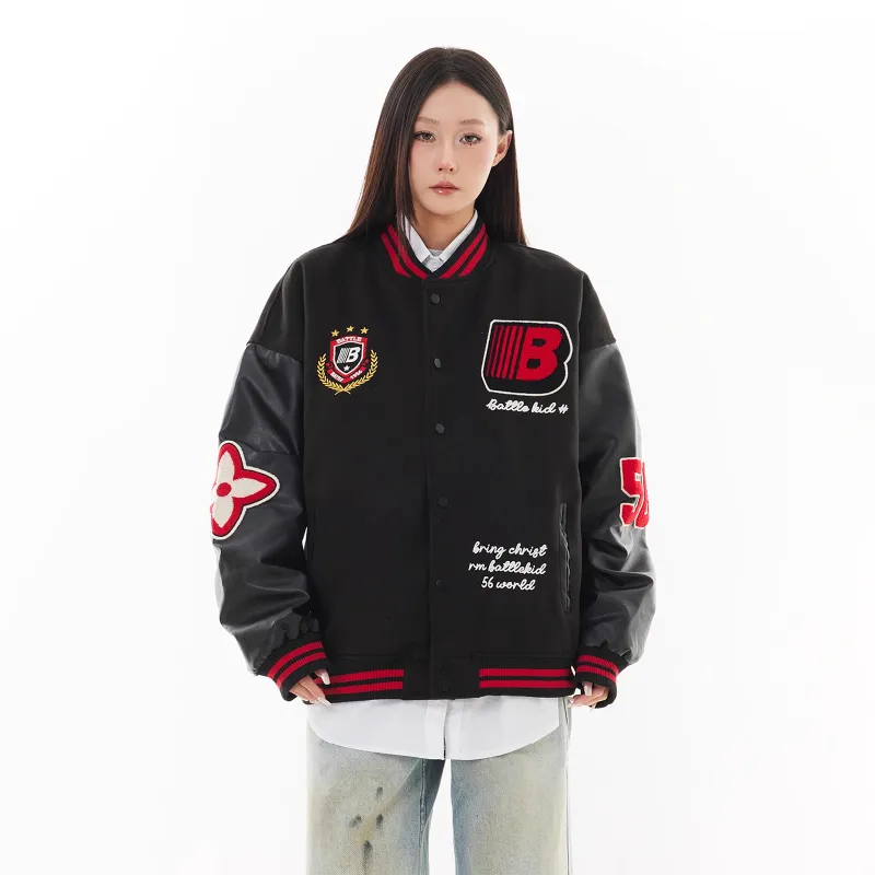 NEVER RULE Baseball Jacket Unisex Black-3