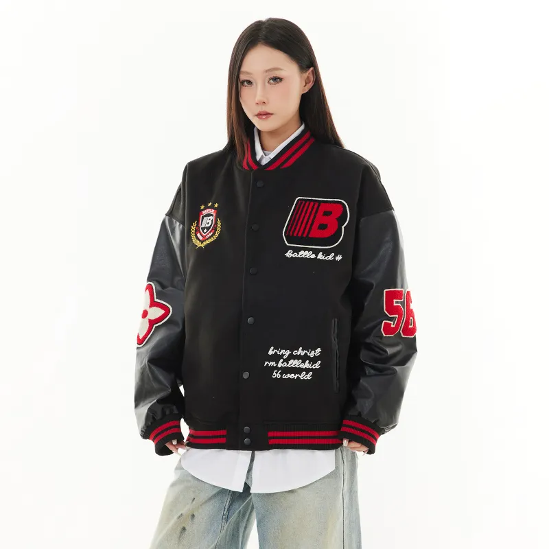 NEVER RULE Baseball Jacket Unisex Black-4