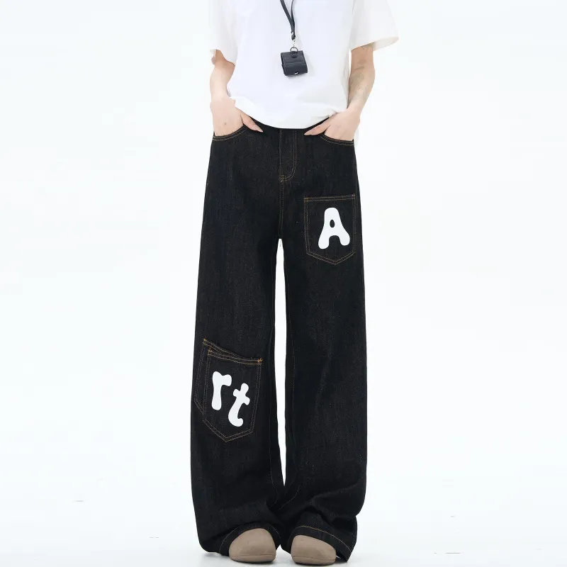 NEVER RULE Jeans Unisex Texture Black-3